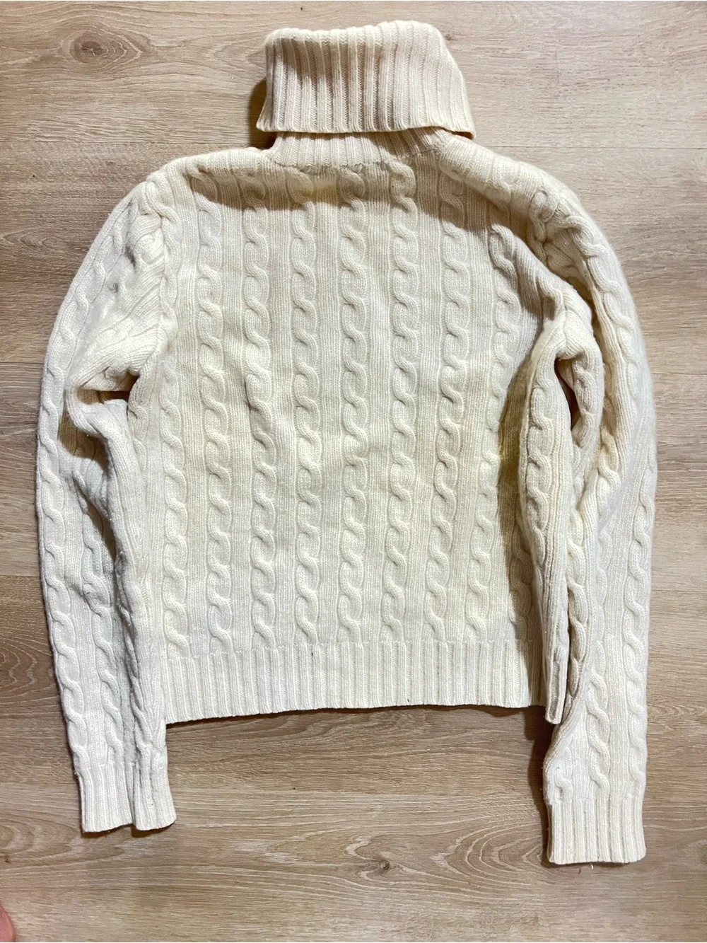 Ralph Lauren Ivory Cable-Knit Italian Yarn Turtleneck Sweater - youth M